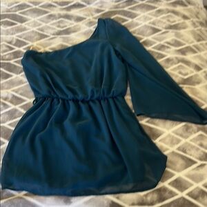 Elegant Teal One-Shoulder Blouse